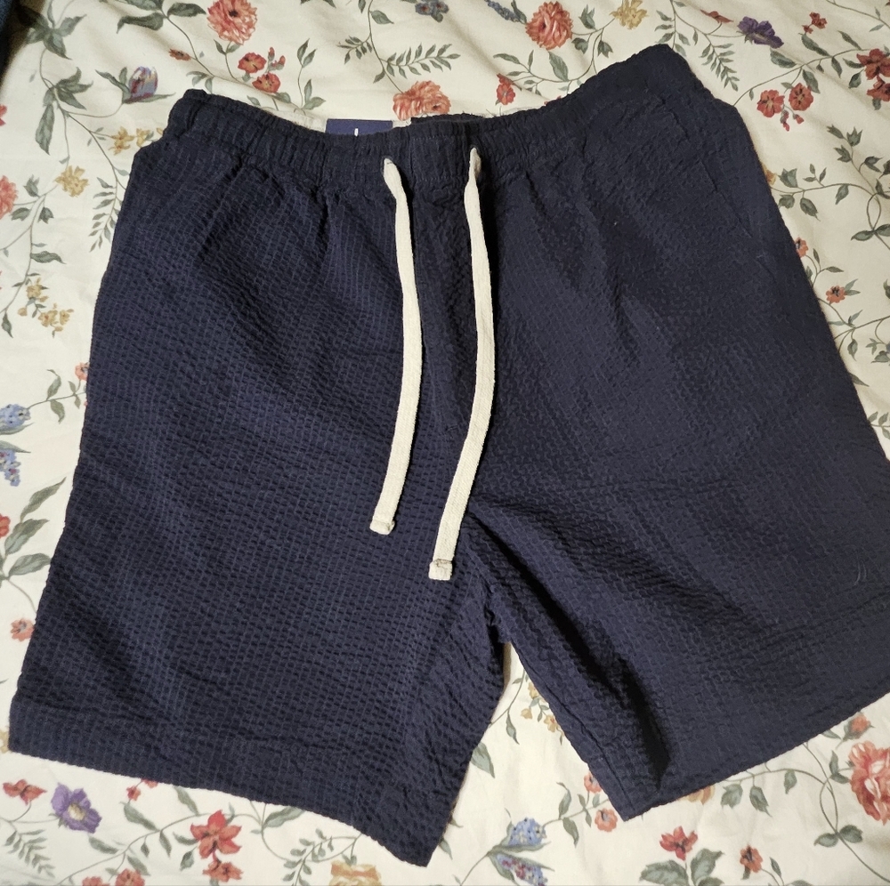 NEW Mens Nautica Seersucker Shorts - Navy Blue - Sz. Large
